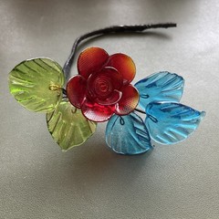 Glass Flower Floral Pick Multicolor Vintage Mid Century Decor