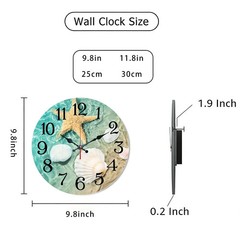 Starfish Seashell Pattern Wall Clock Silent No Battery Included Beach Decor