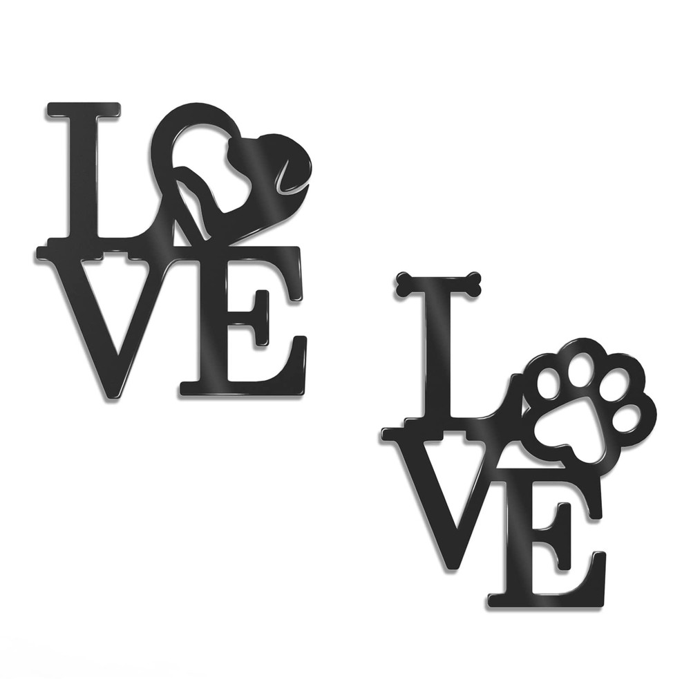 2pcs Wall Art for Living Room Love Letter Wwth Dog Paw Print Wooden Wall Deco…