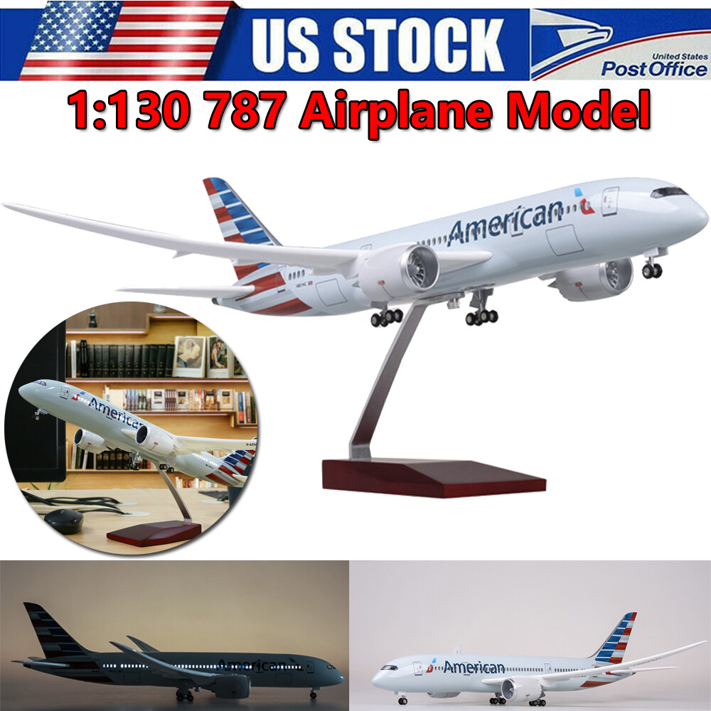 18 inch Boeing 787 Airplane Model American Airlines W/ LED Light Wheel Gifts