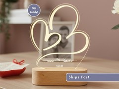 Couples Custom Name Light, Personalized Engagement LED Lamp