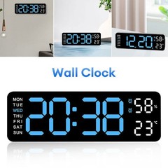 LED Digital Large Display Wall Desk Alarm Clock With Calendar Temperature Date