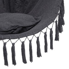 Galvanized Pipe Cut Gray Fringe Cushion Hanging Chair Polyester Cotton Belt 2pcs