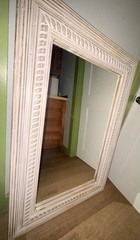 Distressed White Wood Framed Rectangular Farmhouse Wall Mirror 43 x 28 in
