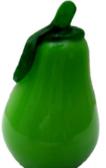 Decorative Fruit Hand Crafted Art Glass Green Pear with Green Stem 4 1/2″ T
