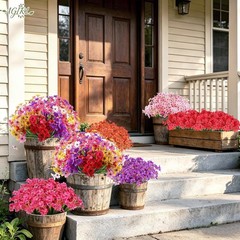 24 Bundles Vibrant UV Resistant Artificial Flowers – Indoor/Outdoor Decor