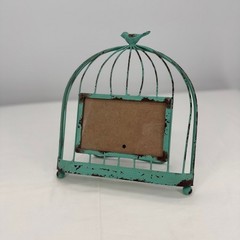 Teal Metal Birdcage Photo Frame Distressed Shabby Chic 4×6 Horizontal