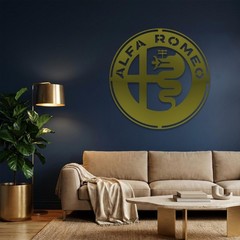 Alfa Romeo Metal Wall Art, Car Logo Decor, Automotive Wall Decor