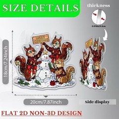 2D Flat Acrylic WINTER SQUIRRELL Window Hanging Sun catcher 7.8″