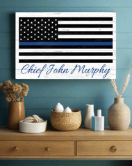 Personalized Thin Blue Line Flag Sign Police Law Enforcement Family Gift