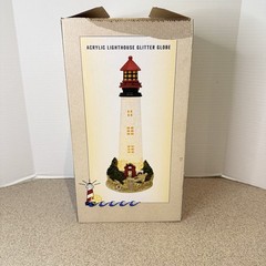 Cracker Barrel Acrylic Lighthouse Glitter Globe Lighted Rare NEW IN BOX