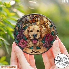 Personalized Dog Portrait Glass Suncatcher, Custom Pet Memorial Stained Glass