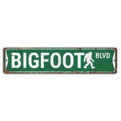 Bigfoot Blvd Street Sign – 18×4 Inch Rustic Metal Decor for Bigfoot Lovers