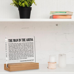 Motivational Desk Decor Inspirational the Man in the Arena Acrylic Plaque Sign W