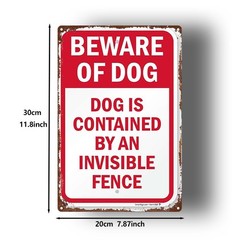 Metal Sign: Dog Contained by Invisible Fence, 8×12 Inches