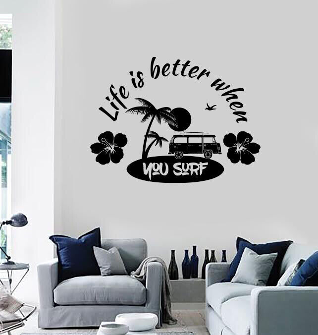 Vinyl Decal Wall Sticker Logo of Surf Club Words Lettering Design Decor (n1321)