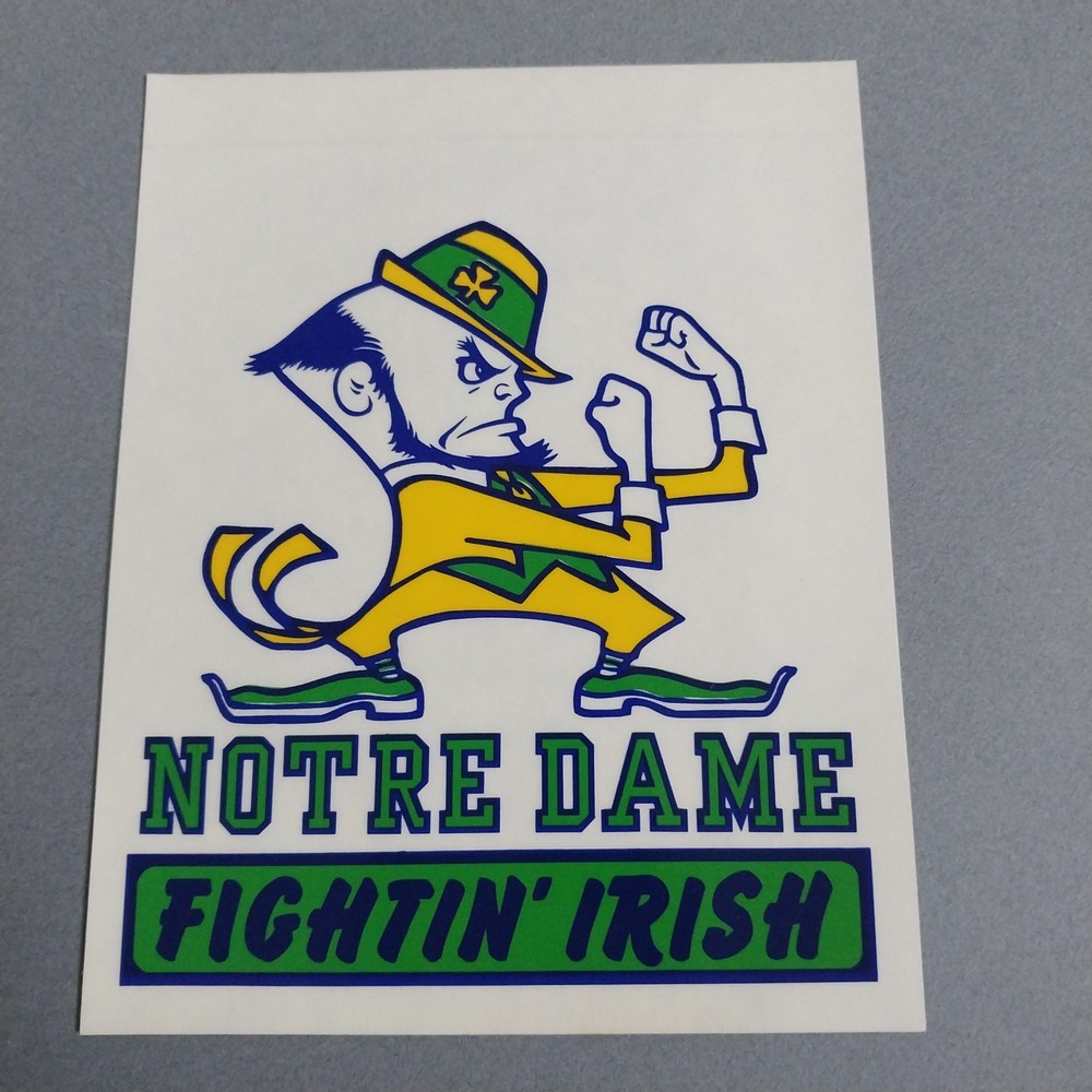 Retro Notre Dame Fightin Irish 5 3/4″x3.5″ Transparent Sticker Decal Vintage