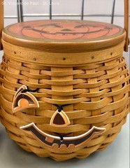 2001 Longaberger Pumpkin Patch Basket (2) Jack-O-Lantern W/ Lid Halloween Fall