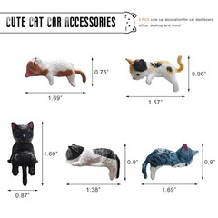 5PCS Cute Cat Dashboard Decoration Mini Resin Kitten Figurine Car Ornament