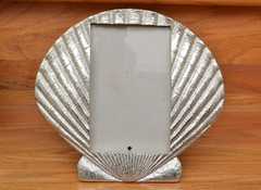 Set of 5 Sea Shell Shape Photo Frames Silver Tone Medium Vintage