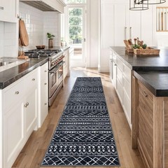 KUTA Boho Runners for Hallways 2×8 Black Moroccan Washable Runner Rug Non-Sli…