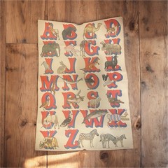 Animals Alphabet Poster Print Paper Multicolor Vertical for Kids Room Bedroom