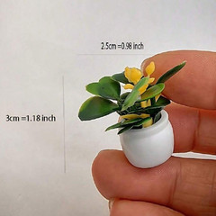 4pcs Mini Potted Plants Statue Tiny Artificial Plant Bonsai for Miniature Garden