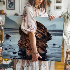 Large, Rugged Rock Formation Dominates The Center Of The Wall Art Canvas Print