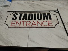 Hanging Metal Stadium Entrance two-sided Sports Sign Mancave Bar 18”x7.5”