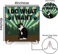 Funny Bathroom Office Desk Decor Wood Sign Rustic Cats Rules Decorative Wood