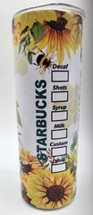 Sunflower and bee Starbucks Buzzin Stainless Steel Tumbler 8.25″ tall