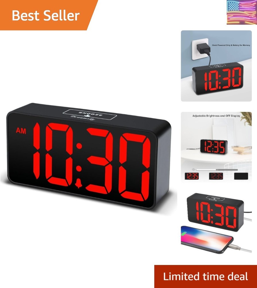 Small Digital Alarm Clock for Bedroom, Large Big Numbers Display with Brightn…