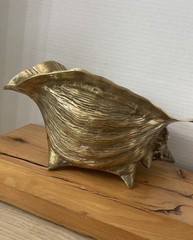 VTG Solid Brass Conch Seashell Vase Planter Home Decor Large 12”MCM