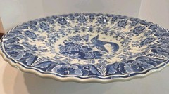 Delfts Blauw RAM Huge 21 Inch Charger Bird Of Paradise Butterfly Scalloped Rim