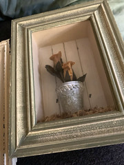 Rustic Framed 3D Shadow Box Flower Potted Farmhouse Cottage 7″x9″ home decor
