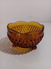 Vintage Amber Depression Glass 3 Footed Small bowl 3″x 5″in