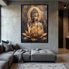 Canvas Wall art Print Buddha On Lotus Buddhist Art Religious Wall decor Art