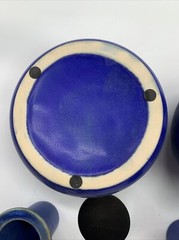Lot Of 2 Firepot Hand Glazed Ceramic Bird Brain with Snuffers, Blue