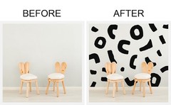 Large Boho Geometric Wall Decal Abstract Art Sticker, Modern Irregular Shapes