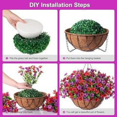 Artificial Silk Flowers Hanging Basket for Outdoor Indoor, Daisy Reddish Purple
