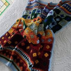 USA OOAK Crocheted New Multicolor Throw Blanket Groovyghan 43″ X 58″ Easy Care