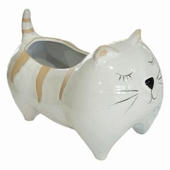 CYD The Cat Vase Ash White Watertight Ceramic Planter Cat Shaped 8×4.5×5.25 NEW