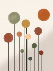 Mid Century Modern Abstract Poster Terracotta Earth Tones Wall Art Canvas Print