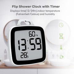 Baldr Waterproof Bath Timer Clock with Temperature and Humidity Touch Button