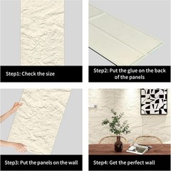 4-Pack 3D PU Stone Wall Panels Marble White