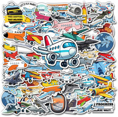 50 Pcs Airplane Vinyl Sticker Waterproof PVC Plane Decals Aircraft Stickers for