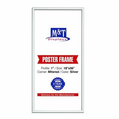 Snap Poster Frame 1″ Aluminum Front Loading Wall Mounting 18×36 Inch Silver