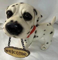 Welcome Dalmatian Dog Figurine Plastic Resin Vintage