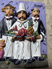 Vintage Ceramic 3D «Three Chefs» Wall Hanging Plaque – 4.75 Inches x 6.25 Inches