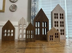 Wood houses Wooden Decorative Houses, Brown & off White Tabletop Home Decor